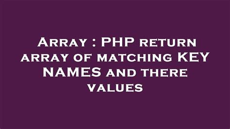 php return array